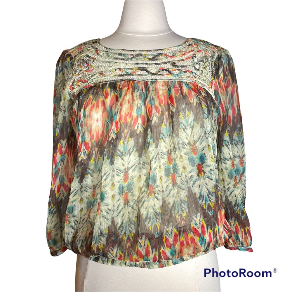 Danielrainn Beautiful Spring Printed Chiffon Blou… - image 1